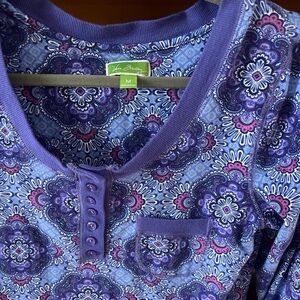 Vera Bradley Purple Paisley Scoop Neck Henley